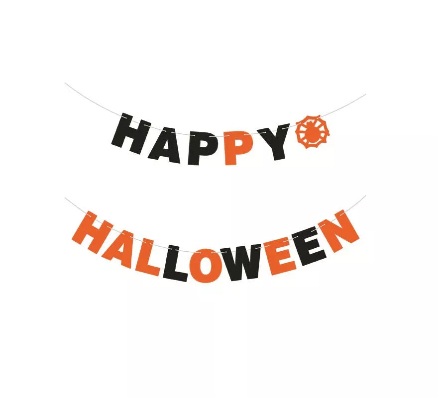 Translation missing: pt-PT.Guirnalda de Happy Halloween naranja y negro de 3 m
