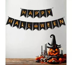 Guirlanda de feliz Halloween preta e laranja de 3 m