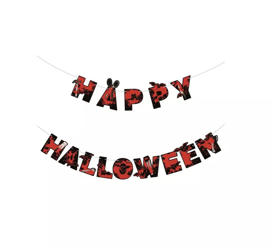 Translation missing: pt-PT.Guirnalda de Happy Halloween negro y rojo 3 m