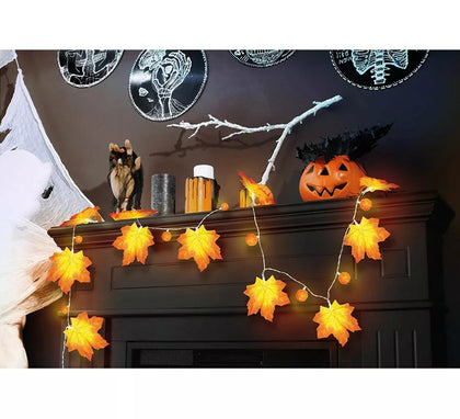 Guirnalda de Hojas Calabaza a Pilas de 20 Leds