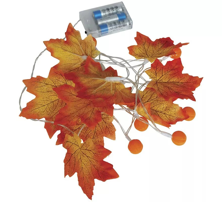 Guirnalda de Hojas Calabaza a Pilas de 20 Leds
