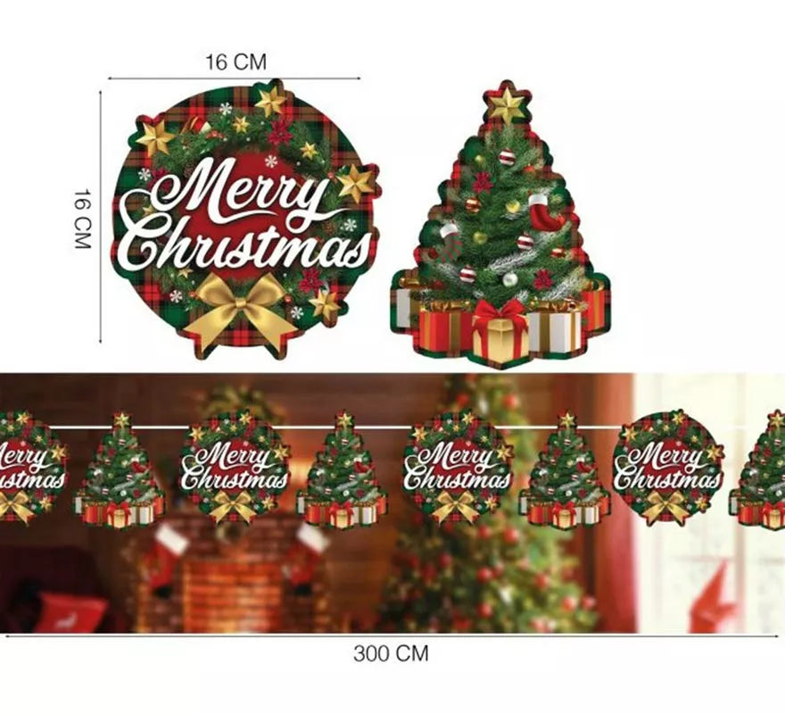 Translation missing: pt-PT.Guirnalda de Merry Christmas de 300 cm y 16x16 cm por figura