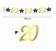 Guirlanda de Ouro 20 Anos de 300 cms