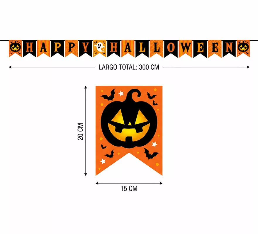 Translation missing: pt-PT.Guirnalda 'Happy Halloween' de 300 cm 20x15 cm