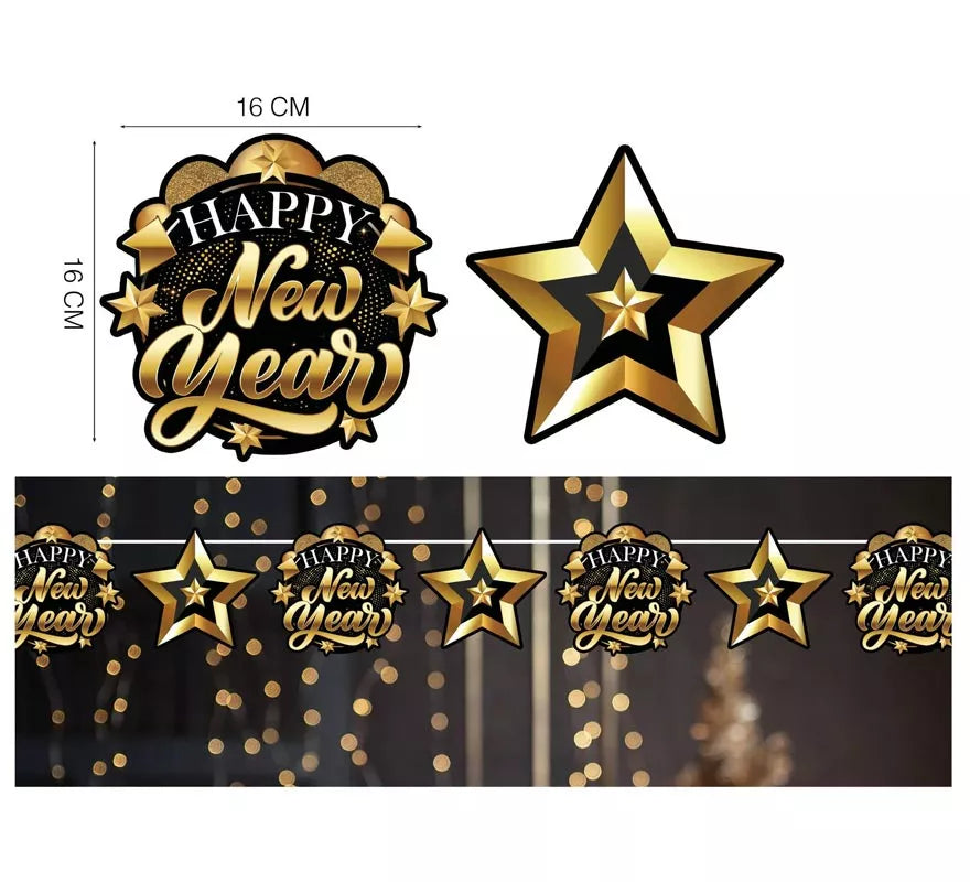 Translation missing: pt-PT.Guirnalda Happy New Year Estrellas de 300 y 16x16 cm