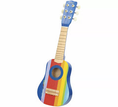 Guitarra de madeira pintada multicolorida de 55 cm