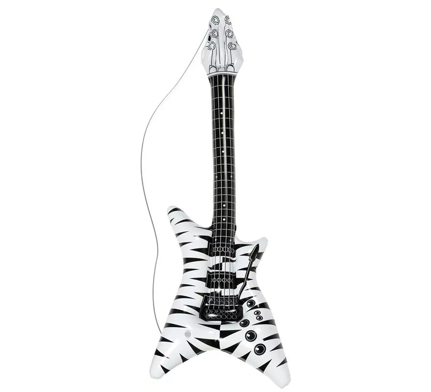 Translation missing: pt-PT.Guitarra Rockstar estampado cebra hinchable de 95 cm