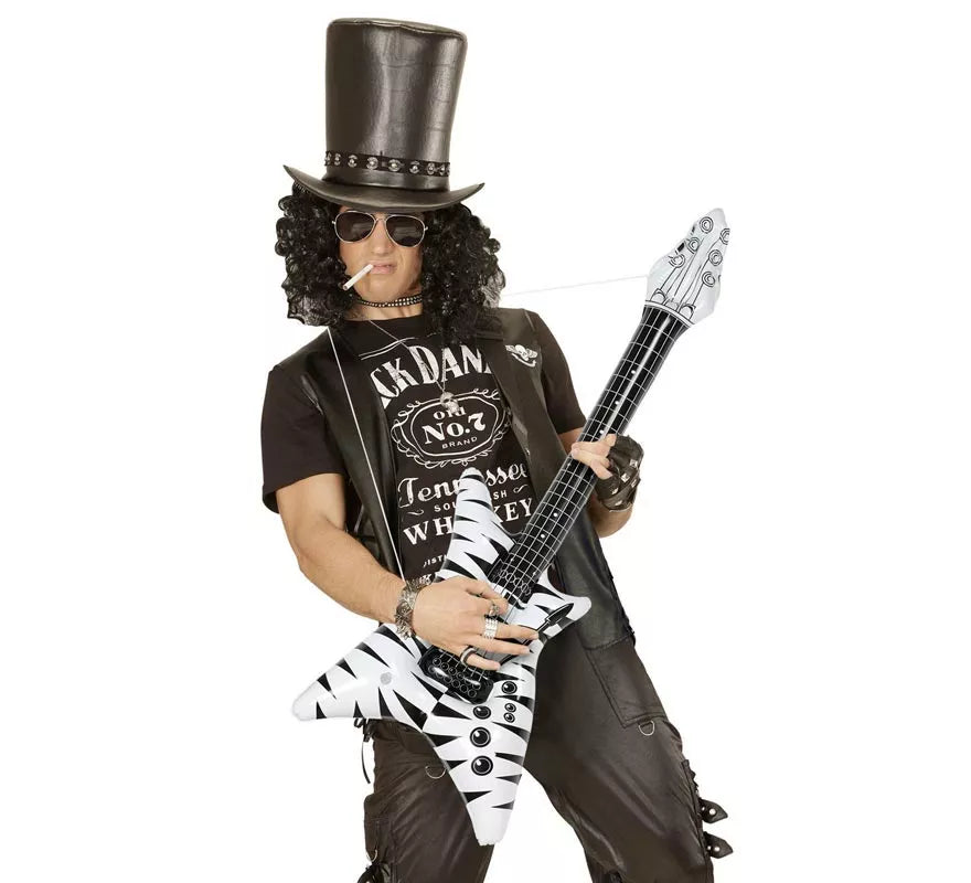Translation missing: pt-PT.Guitarra Rockstar estampado cebra hinchable de 95 cm