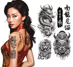 Folha de tatuagens asiáticas 14x30 cm