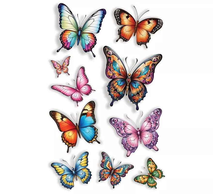 Translation missing: pt-PT.Hoja de Tatuajes de Mariposas de 14x30 cm