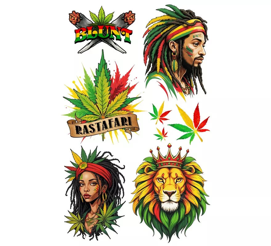 Translation missing: pt-PT.Hoja de Tatuajes Jamaicanos de 14x30 cm