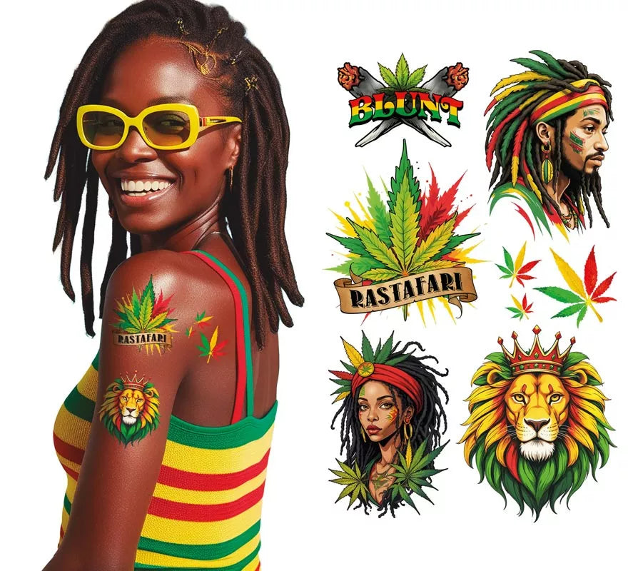 Translation missing: pt-PT.Hoja de Tatuajes Jamaicanos de 14x30 cm