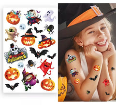 Folha de tatuagens coloridas de Halloween