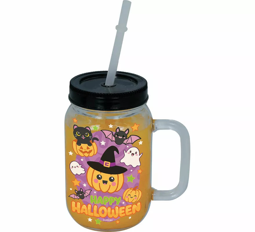 Translation missing: pt-PT.Jarra Happy Halloween con Pajita de 14 cm