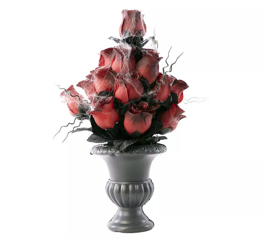 Translation missing: pt-PT.Jarrón con rosas y telarañas de 15x15x34 cm