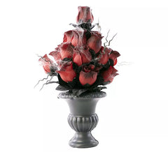 Vaso com rosas e teias de aranha 15x15x34 cm