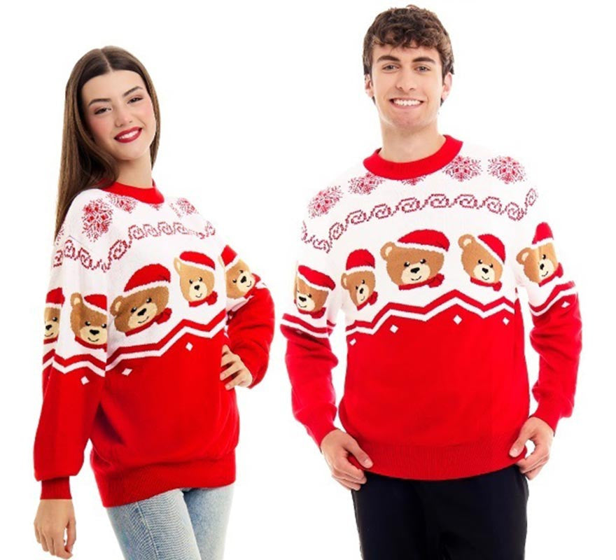 Translation missing: pt-PT.Jersey de Navidad Ositos rojo y blanco para adulto