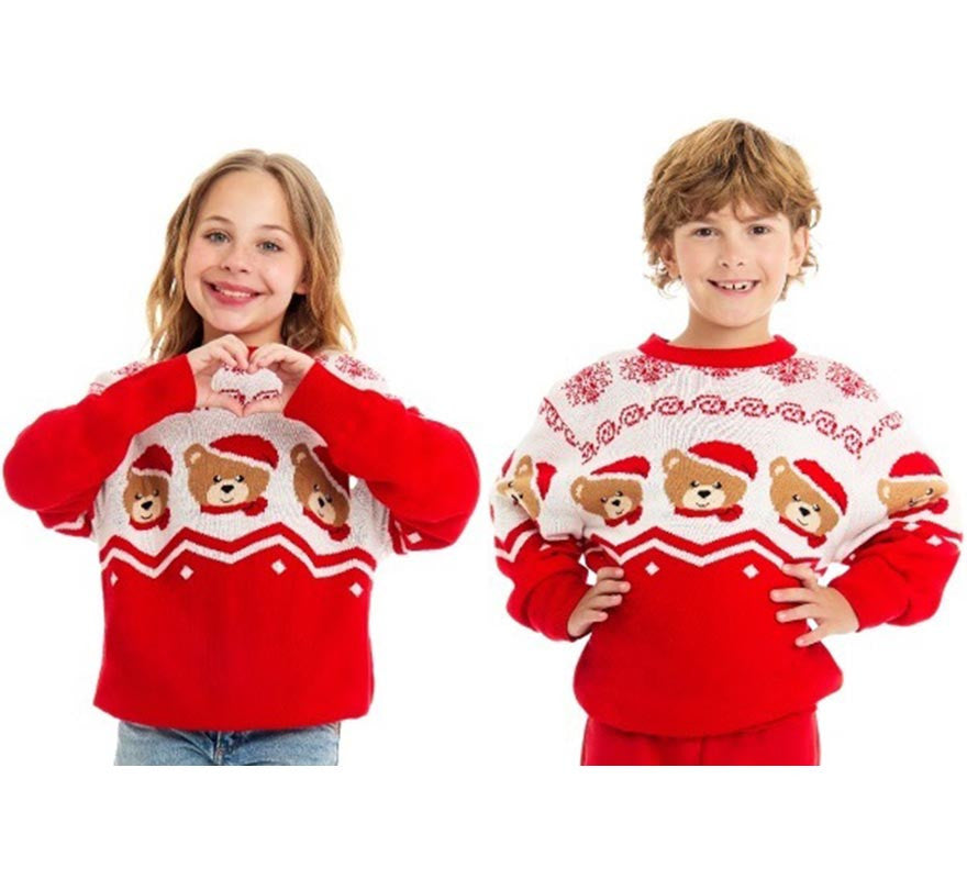 Translation missing: pt-PT.Jersey de Navidad Ositos rojo y blanco para niños