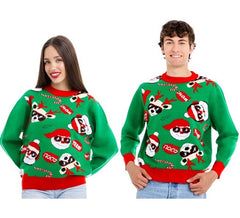 Camisola de Natal Papai Noel Cool Verde e Vermelho para Adulto