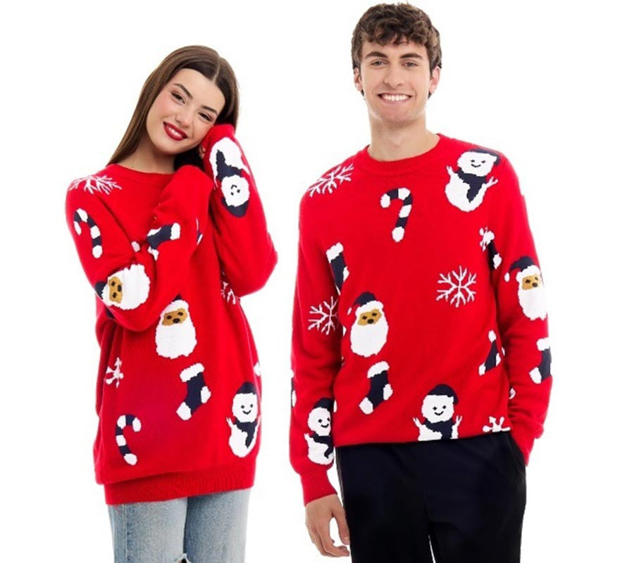 Translation missing: pt-PT.Jersey de Navidad Papá Noel y Muñeco de Nieve Allover Print para adulto