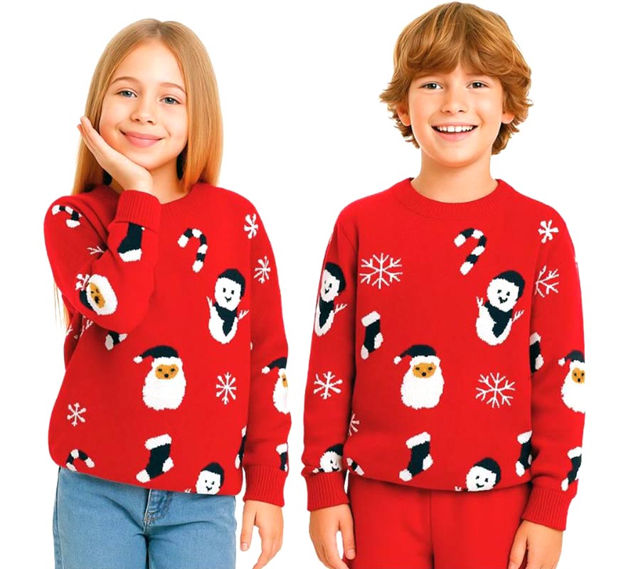 Translation missing: pt-PT.Jersey de Navidad Papá Noel y Muñeco de Nieve Allover Print para niños