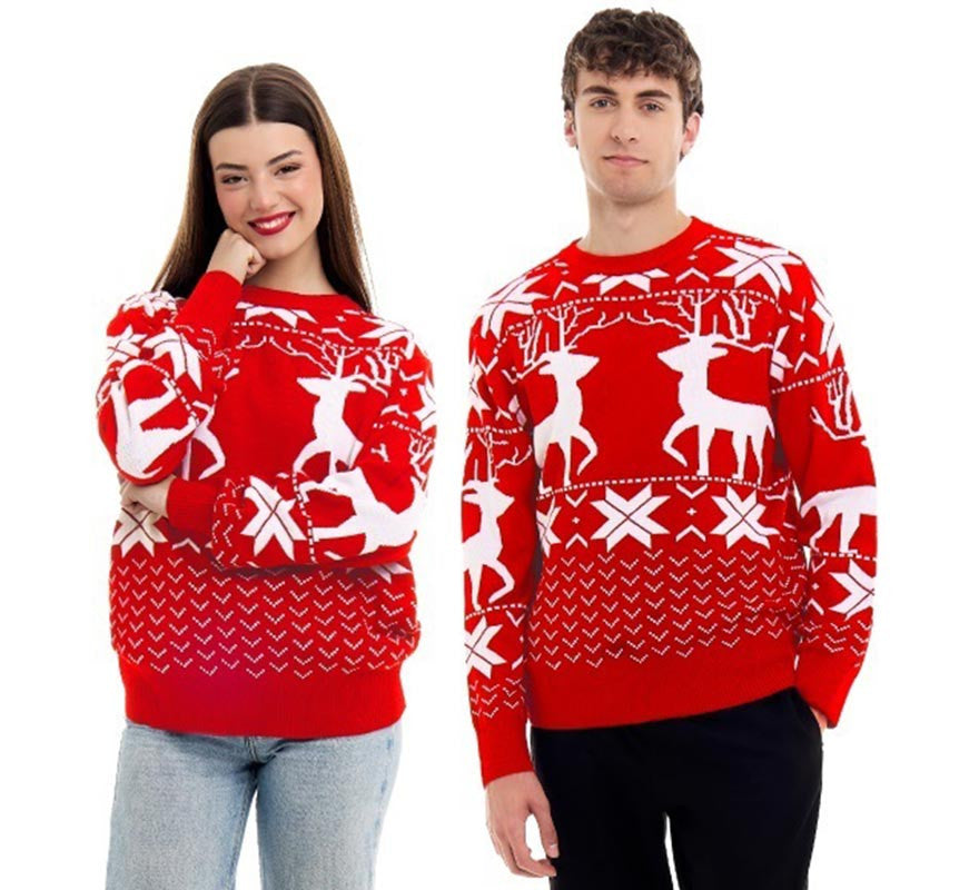 Translation missing: pt-PT.Jersey de Navidad Renos greca rojo para adulto