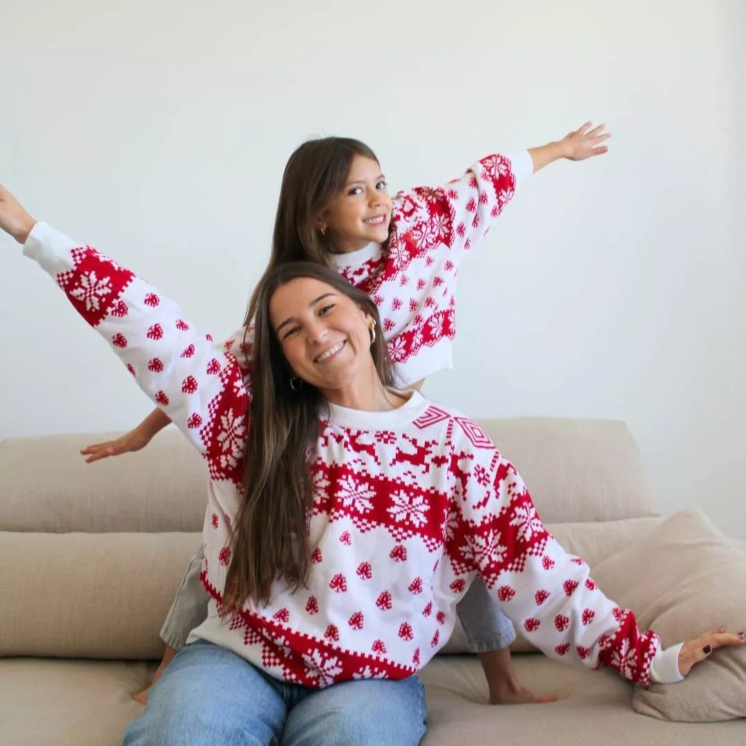 Translation missing: pt-PT.Jersey de Navidad Woods Greca Copos rojo y blanco para niños