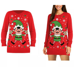 Camisola longa de duende de Natal para mulher