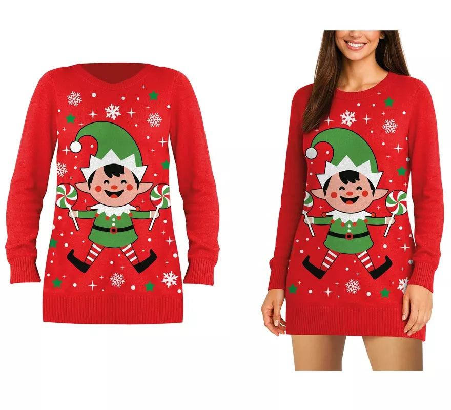 Translation missing: pt-PT.Jersey Largo Navideño de Elfo para mujer