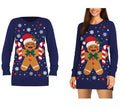 Jersey Largo Navideño de Muñeco de Jengibre para mujer