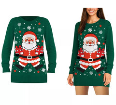 Camisola longa de Natal do Pai Natal para mulheres