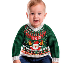 Suéter de Natal Ho Ho Ho verde e vermelho para bebê