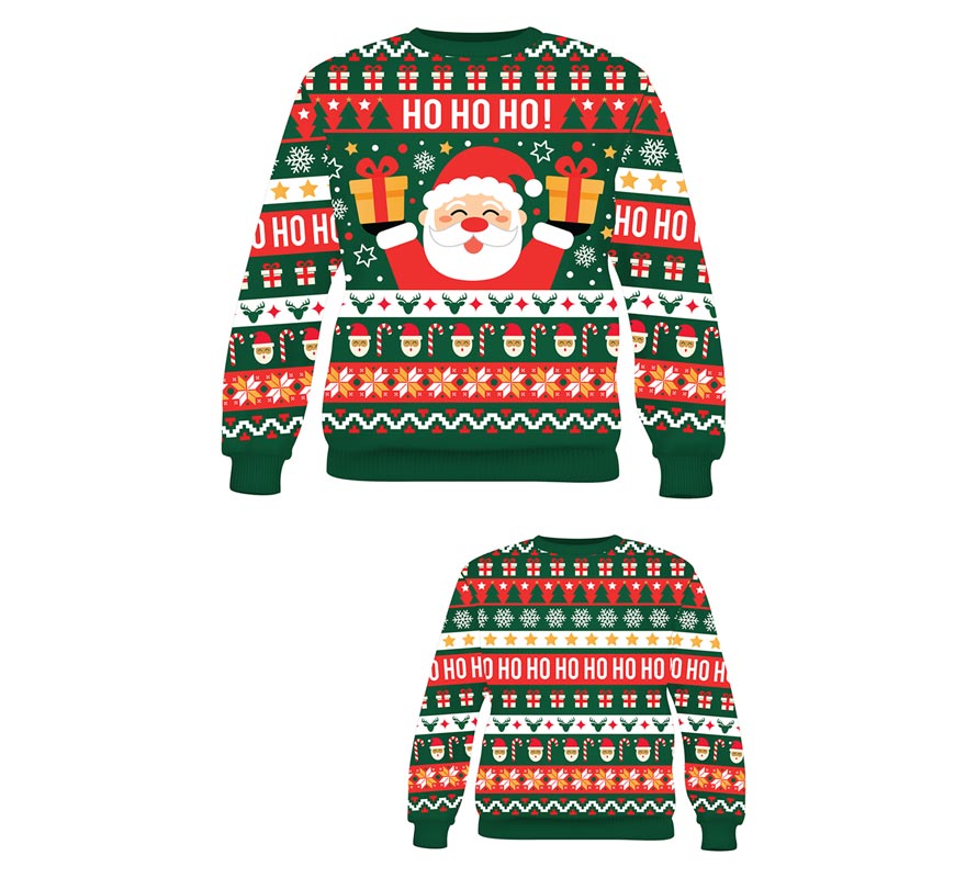 Translation missing: pt-PT.Jersey Navidad Ho Ho Ho verde y rojo para mujer