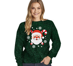 Suéter de Natal com Papai Noel e Glitter Feminino