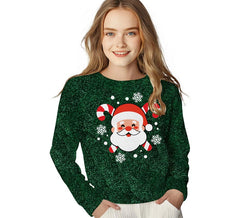 Suéter de Natal com Papai Noel e Glitter para Crianças