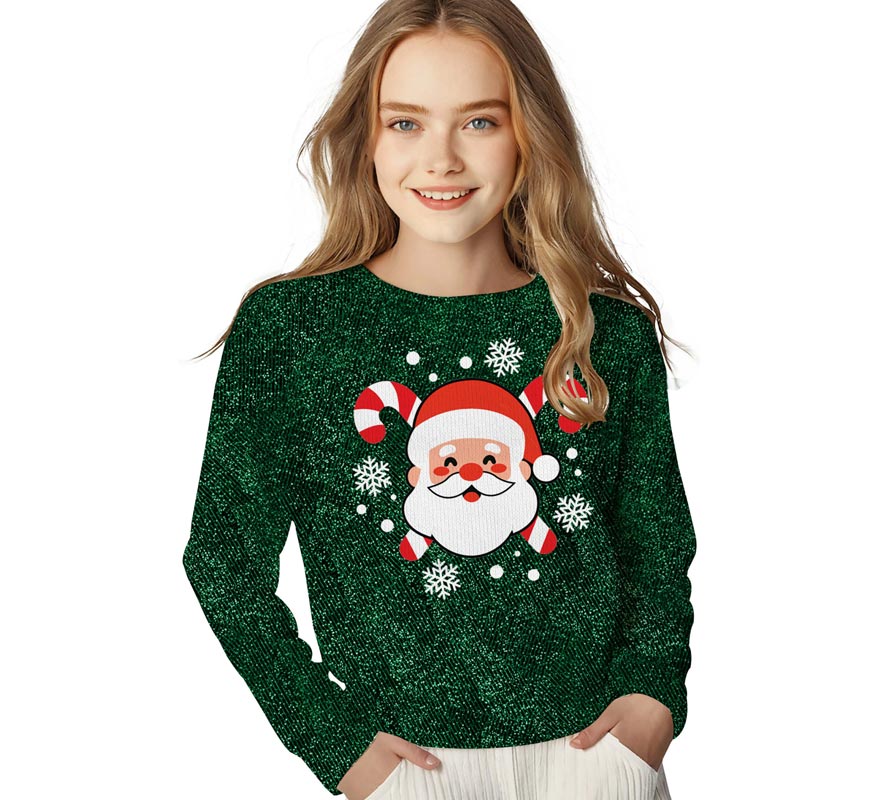 Translation missing: pt-PT.Jersey Navidad Papa Noel con Purpurina para niños