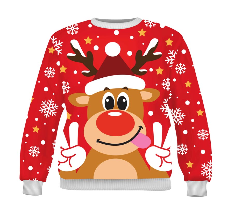 Translation missing: pt-PT.Jersey Navidad Reno Feliz rojo para mujer