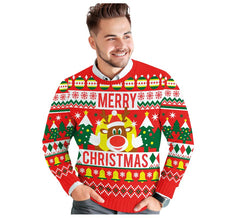 Suéter de Natal vermelho Feliz Natal Rena para homens