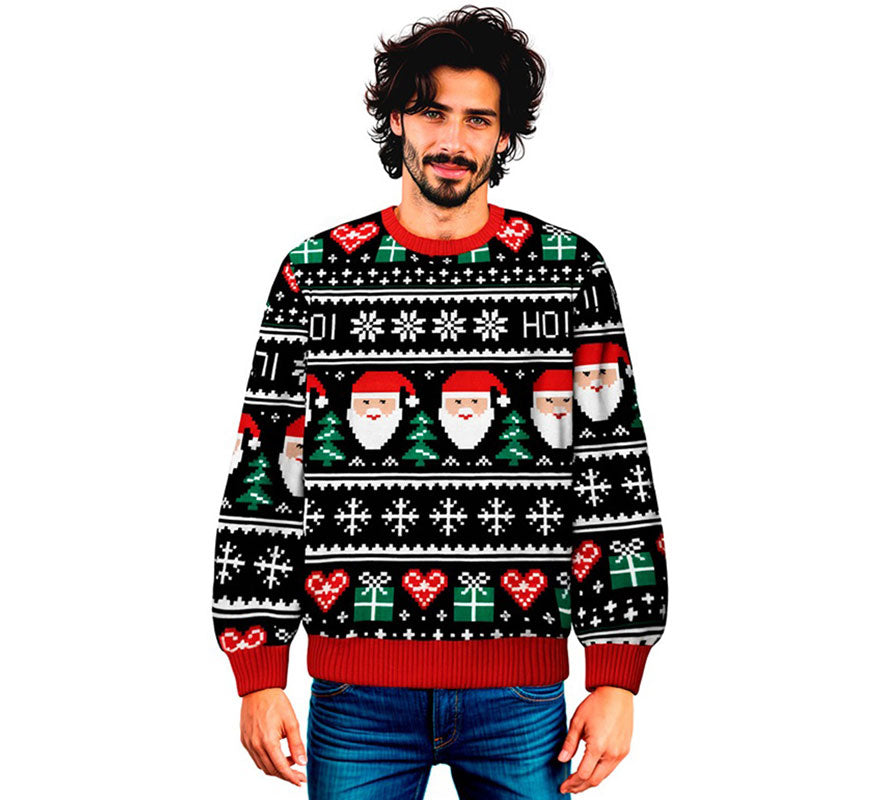 Jersey Navideño azul Papá Noel para adulto