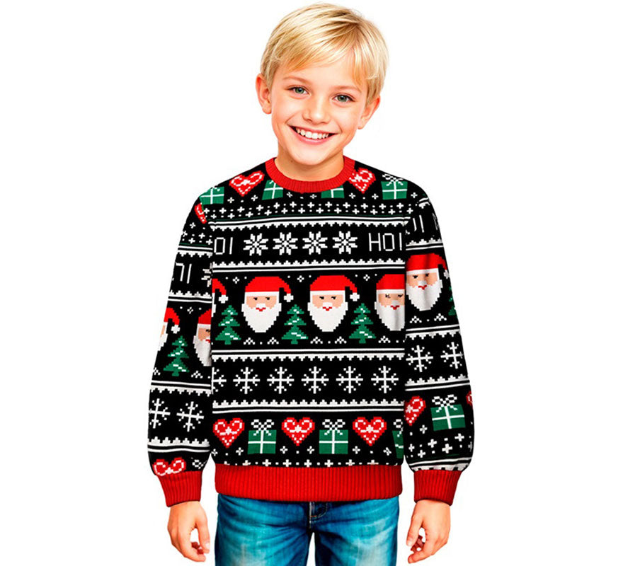 Translation missing: pt-PT.Jersey Navideño azul Papá Noel para niños