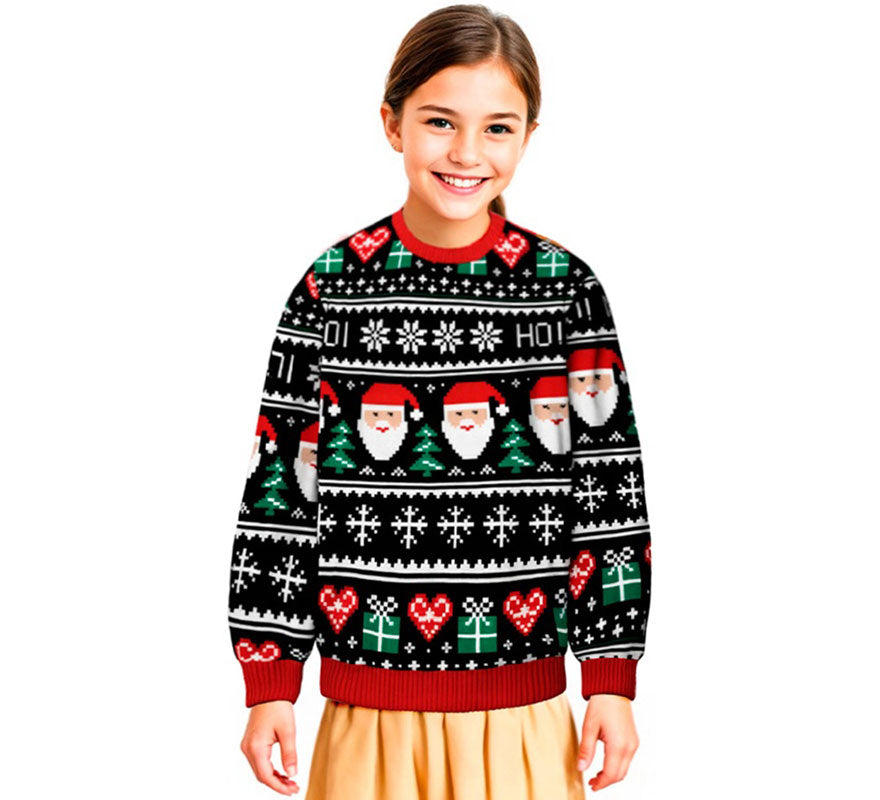 Translation missing: pt-PT.Jersey Navideño azul Papá Noel para niños