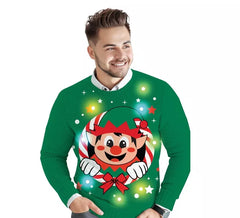 Camisola de Natal Elfo para Homem com 12 Luzes LED