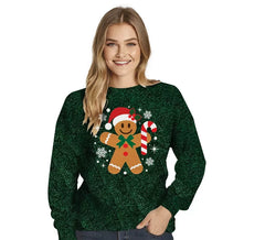 Camisola de Natal para mulher com glitter e gengibre