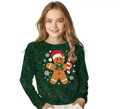 Jersey Navideño de Muñeco de Jengibre con Purpurina para niños