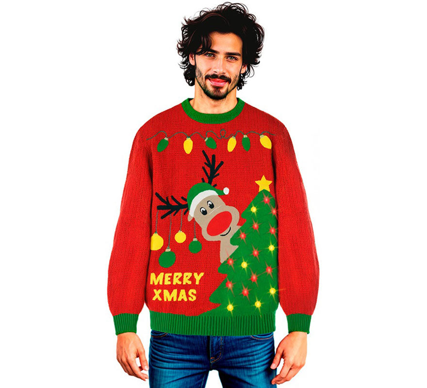 Translation missing: pt-PT.Jersey Navideño Renito con Luces para adulto
