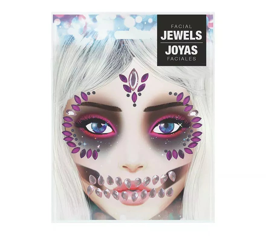 Translation missing: pt-PT.Joyas Faciales Adhesivas de Calavera Lila