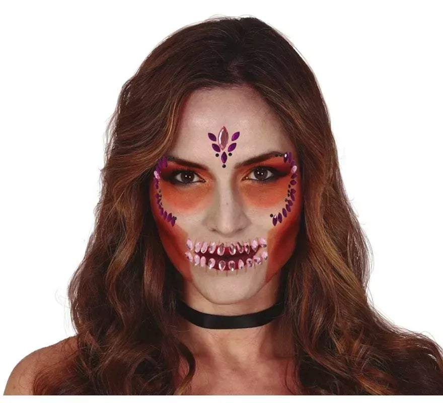 Translation missing: pt-PT.Joyas Faciales Adhesivas de Calavera Lila