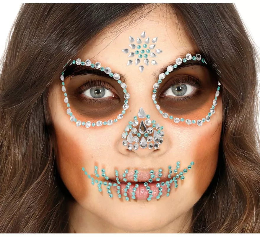 Translation missing: pt-PT.Joyas Faciales Adhesivas de Calavera Verde