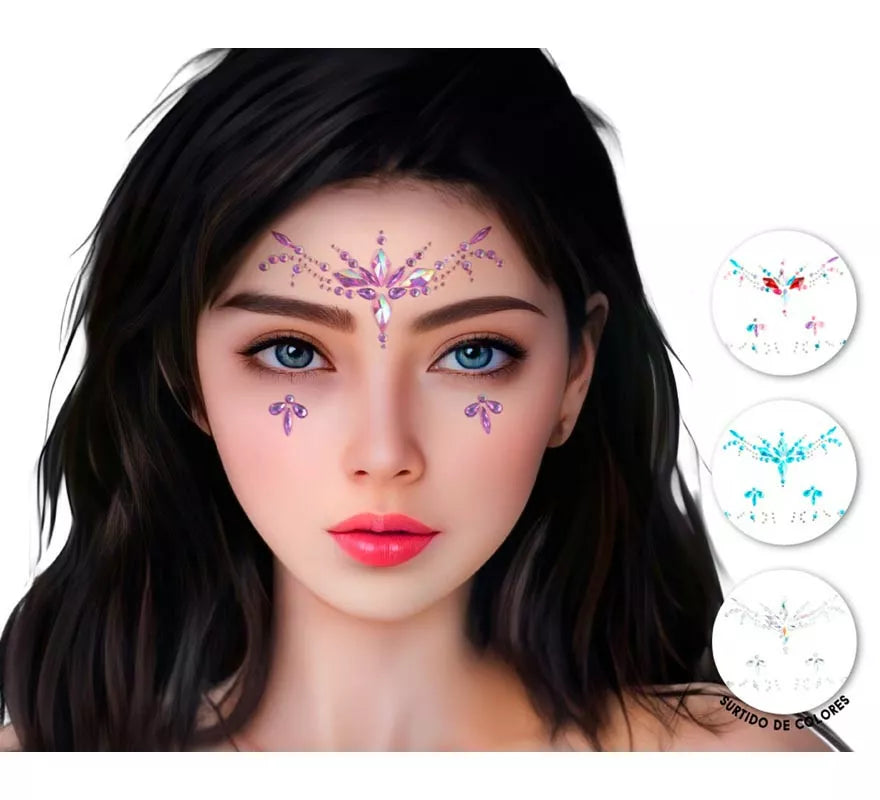 Translation missing: pt-PT.Joyas Faciales adhesivas Gemas diamante en varios colores surtidos adulto