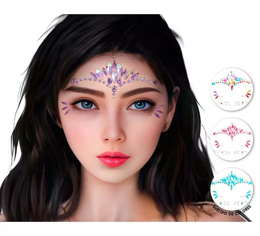 Translation missing: pt-PT.Joyas Faciales adhesivas Gemas gotas en varios colores surtidos adulto